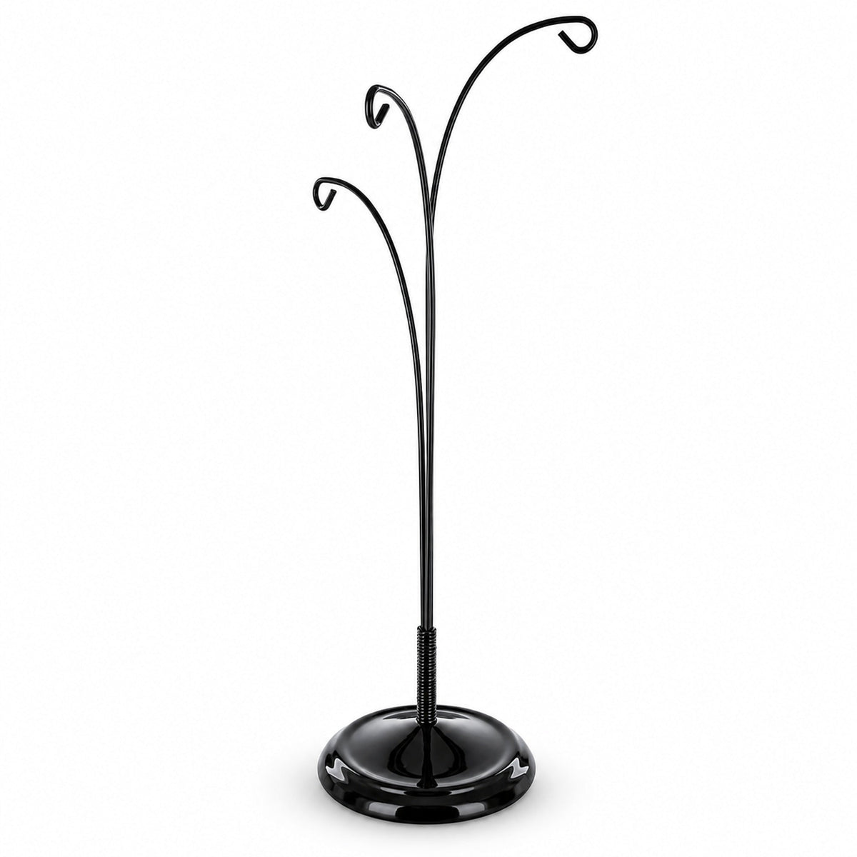 3-Arm Botanical Style Black Painted Metal Ornament Display Stand 12 Inches (Poland)