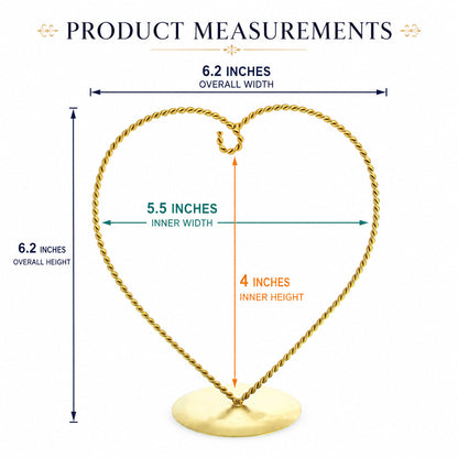 Heart-Shaped Twisted Gold Metal Ornament Display Stand 6.2 Inches (Poland)