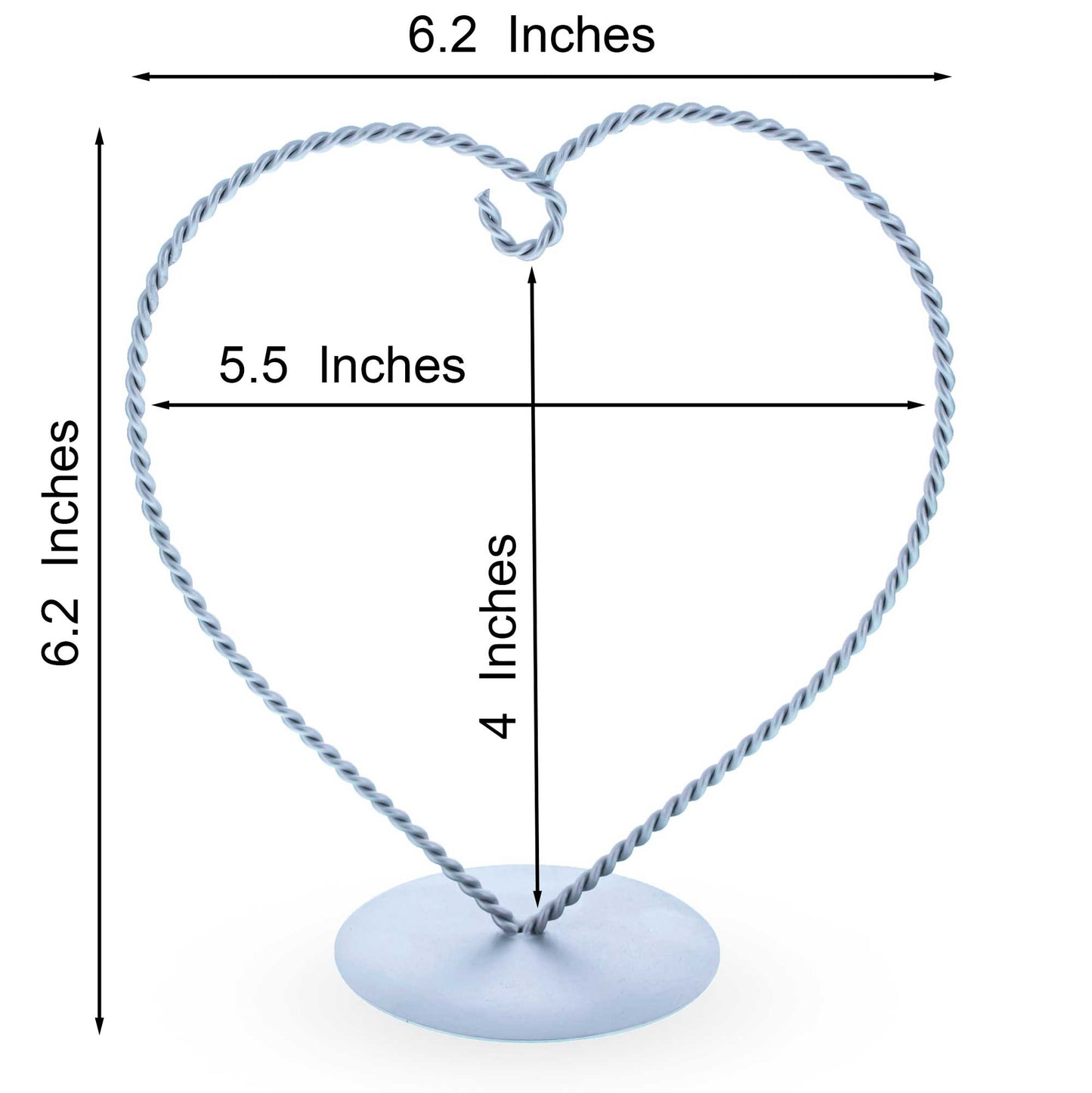 Heart-Shaped Twisted Silver Metal Ornament Display Stand 6.2 Inches (Poland)