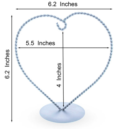 Heart-Shaped Twisted Silver Metal Ornament Display Stand 6.2 Inches (Poland)