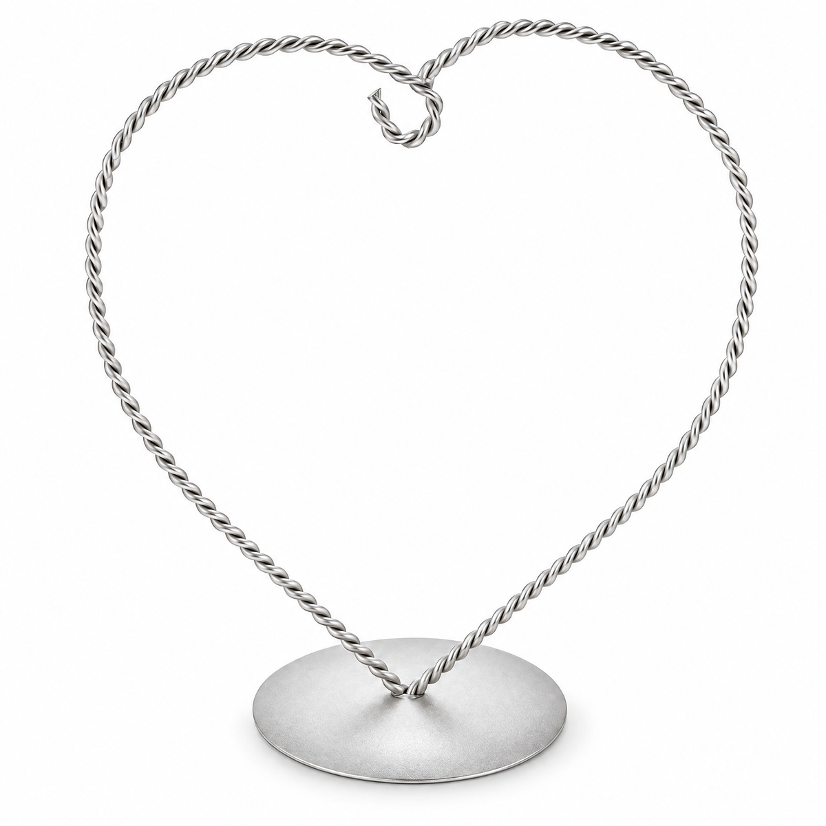 Heart-Shaped Twisted Silver Metal Ornament Display Stand 6.2 Inches (Poland)