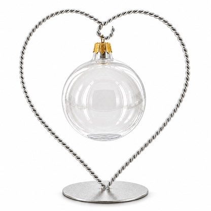 Heart-Shaped Twisted Silver Metal Ornament Display Stand 6.2 Inches (Poland)
