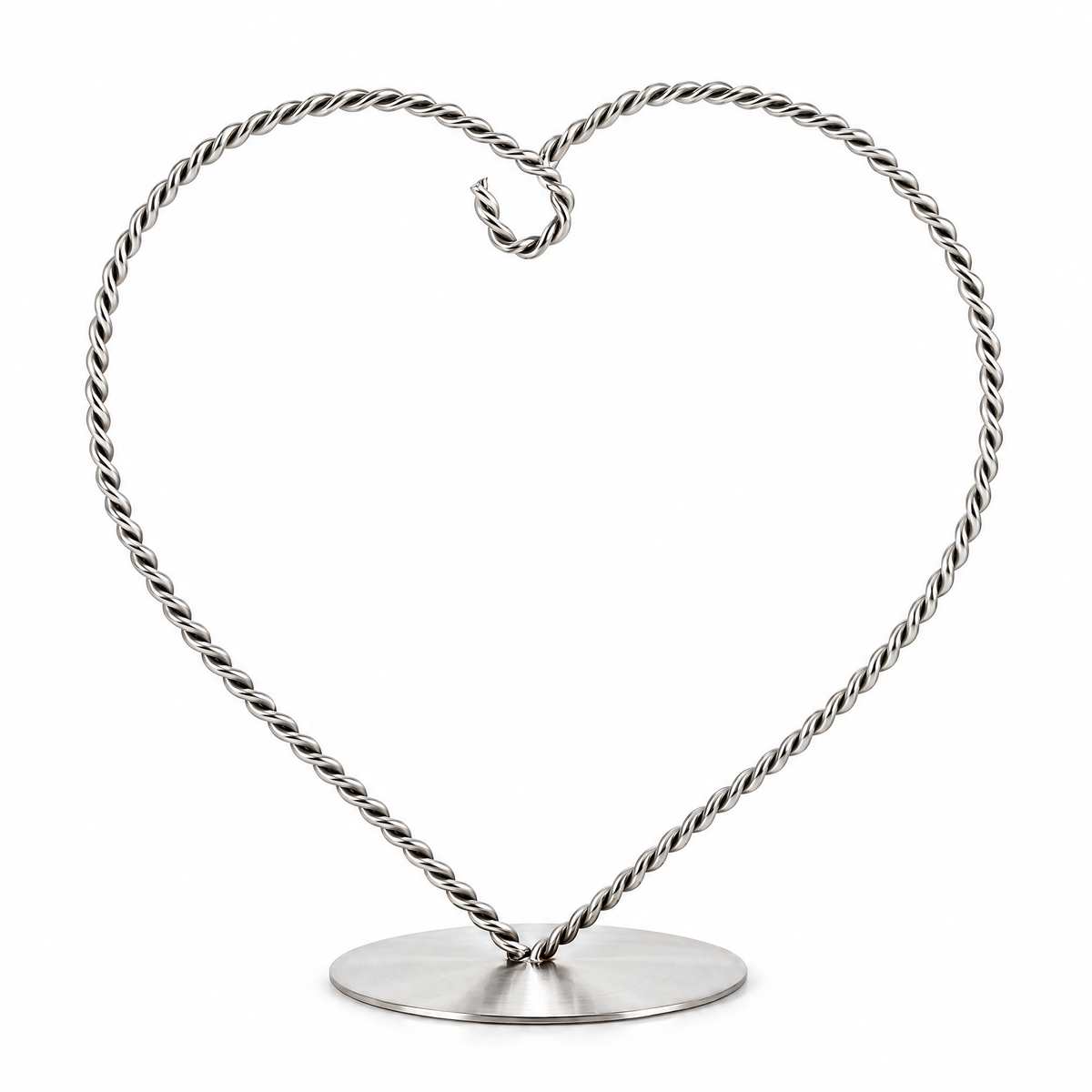 Heart-Shaped Twisted Silver Metal Ornament Display Stand 6.2 Inches (Poland)