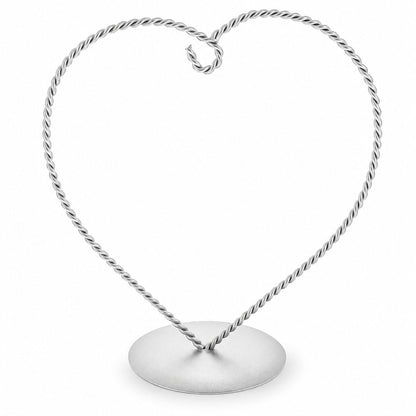 Heart-Shaped Twisted Silver Metal Ornament Display Stand 6.2 Inches (Poland)