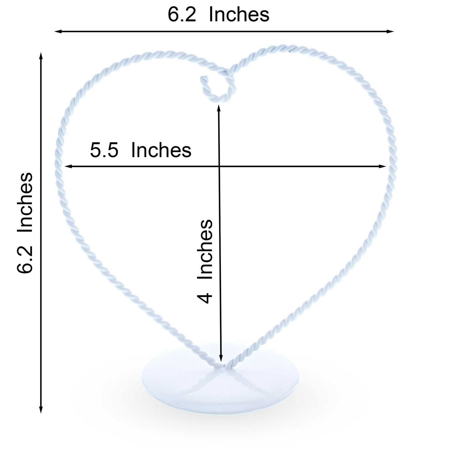 Heart-Shaped Twisted White Painted Metal Ornament Display Stand 6.2 Inches (Poland)
