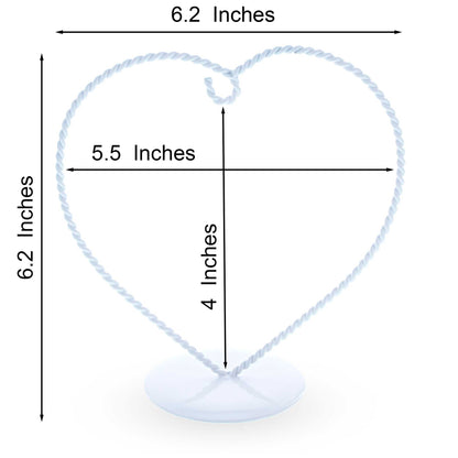 Heart-Shaped Twisted White Painted Metal Ornament Display Stand 6.2 Inches (Poland)