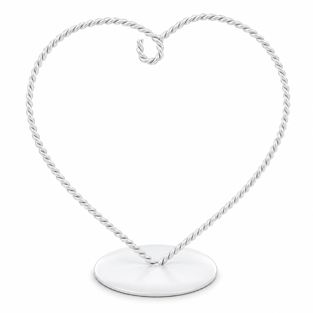 Heart-Shaped Twisted White Painted Metal Ornament Display Stand 6.2 Inches (Poland)