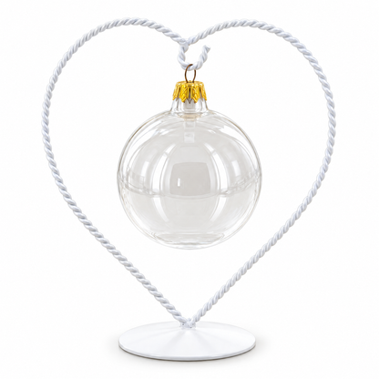Heart-Shaped Twisted White Painted Metal Ornament Display Stand 6.2 Inches (Poland)