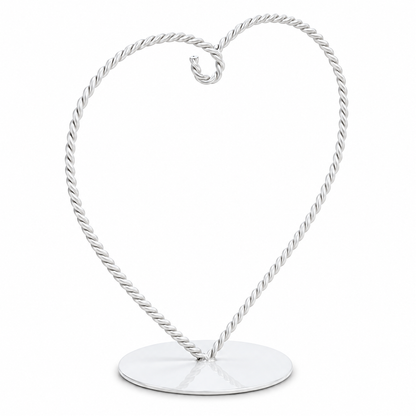Heart-Shaped Twisted White Painted Metal Ornament Display Stand 6.2 Inches (Poland)