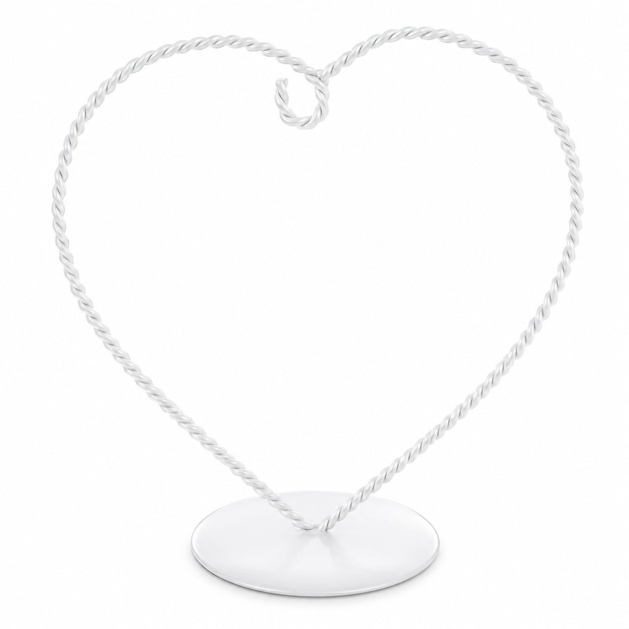 Heart-Shaped Twisted White Painted Metal Ornament Display Stand 6.2 Inches (Poland)
