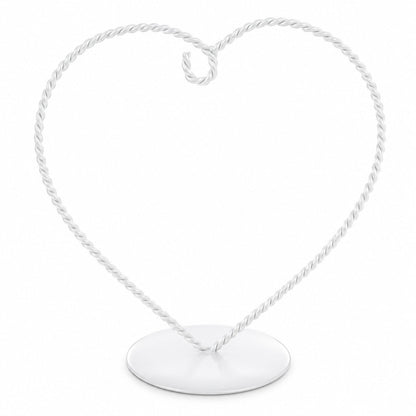 Heart-Shaped Twisted White Painted Metal Ornament Display Stand 6.2 Inches (Poland)