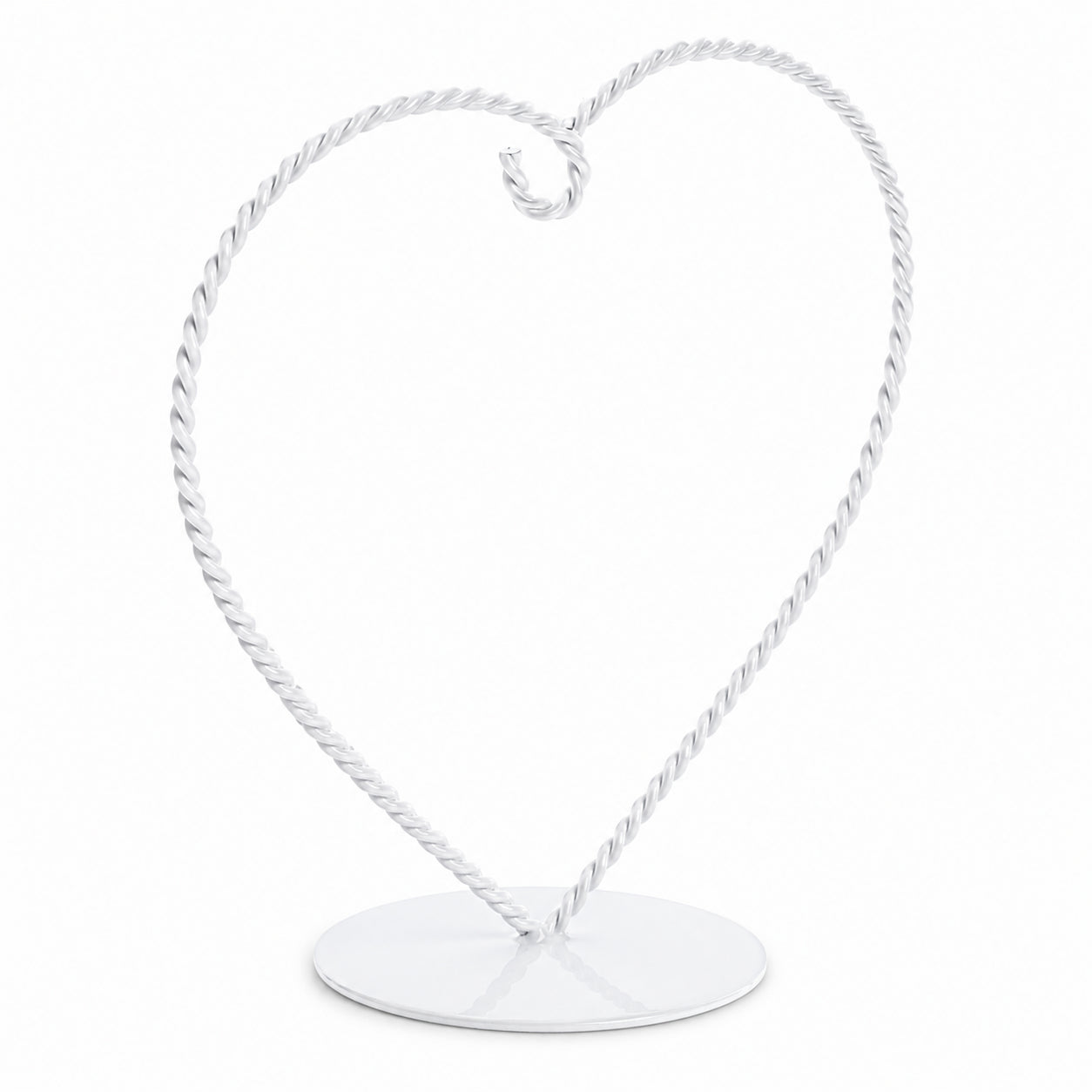 Heart-Shaped Twisted White Painted Metal Ornament Display Stand 6.2 Inches (Poland)