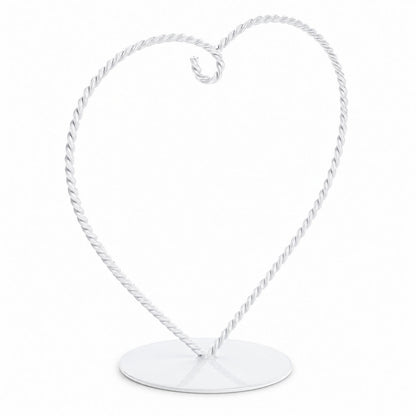 Heart-Shaped Twisted White Painted Metal Ornament Display Stand 6.2 Inches (Poland)