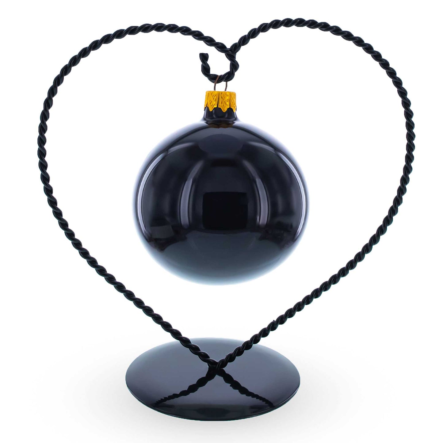 Heart-Shaped Twisted Black Painted Metal Ornament Display Stand 6.2 Inches (Poland)