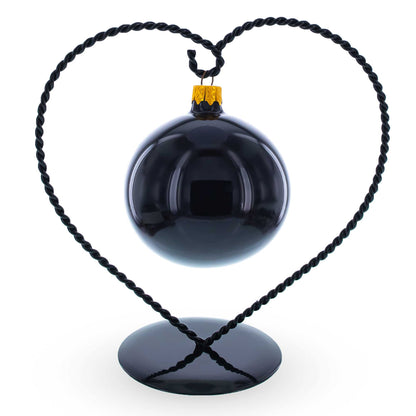 Heart-Shaped Twisted Black Painted Metal Ornament Display Stand 6.2 Inches (Poland)