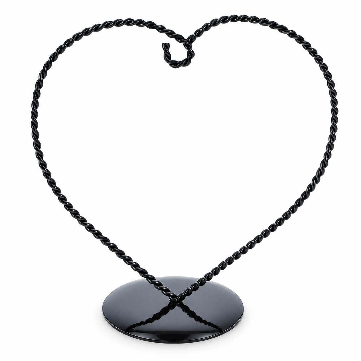 Heart-Shaped Twisted Black Painted Metal Ornament Display Stand 6.2 Inches (Poland)
