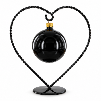 Heart-Shaped Twisted Black Painted Metal Ornament Display Stand 6.2 Inches (Poland)