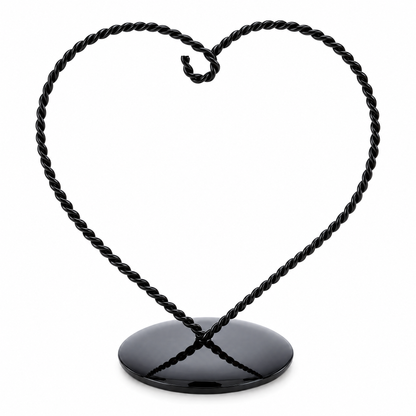Heart-Shaped Twisted Black Painted Metal Ornament Display Stand 6.2 Inches (Poland)