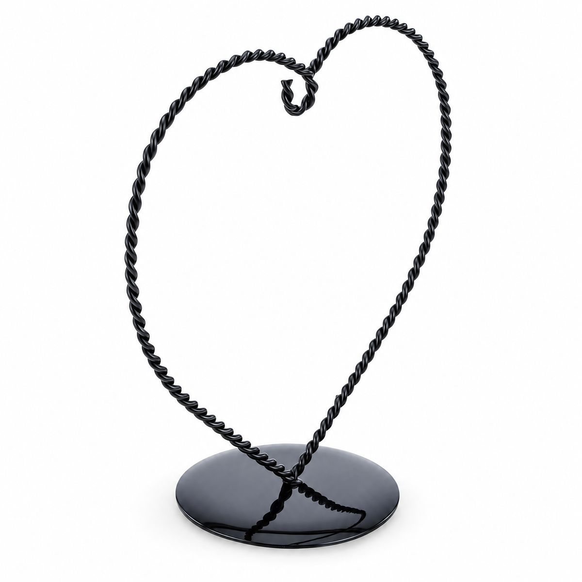 Heart-Shaped Twisted Black Painted Metal Ornament Display Stand 6.2 Inches (Poland)
