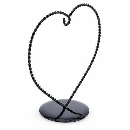 Heart-Shaped Twisted Black Painted Metal Ornament Display Stand 6.2 Inches (Poland)