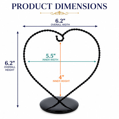 Heart-Shaped Twisted Black Painted Metal Ornament Display Stand 6.2 Inches (Poland)