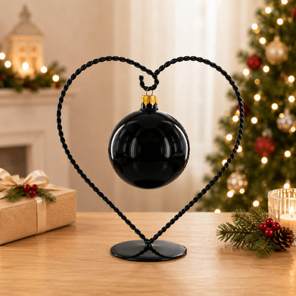 Heart-Shaped Twisted Black Painted Metal Ornament Display Stand 6.2 Inches (Poland)