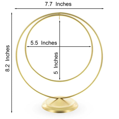 Contemporary Double Circle Gold Metal Ornament Display Stand 8.2 Inches (Poland)