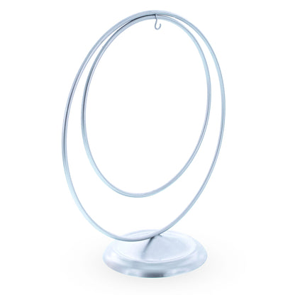 Contemporary Double Circle Silver Metal Ornament Display Stand 8.2 Inches (Poland)