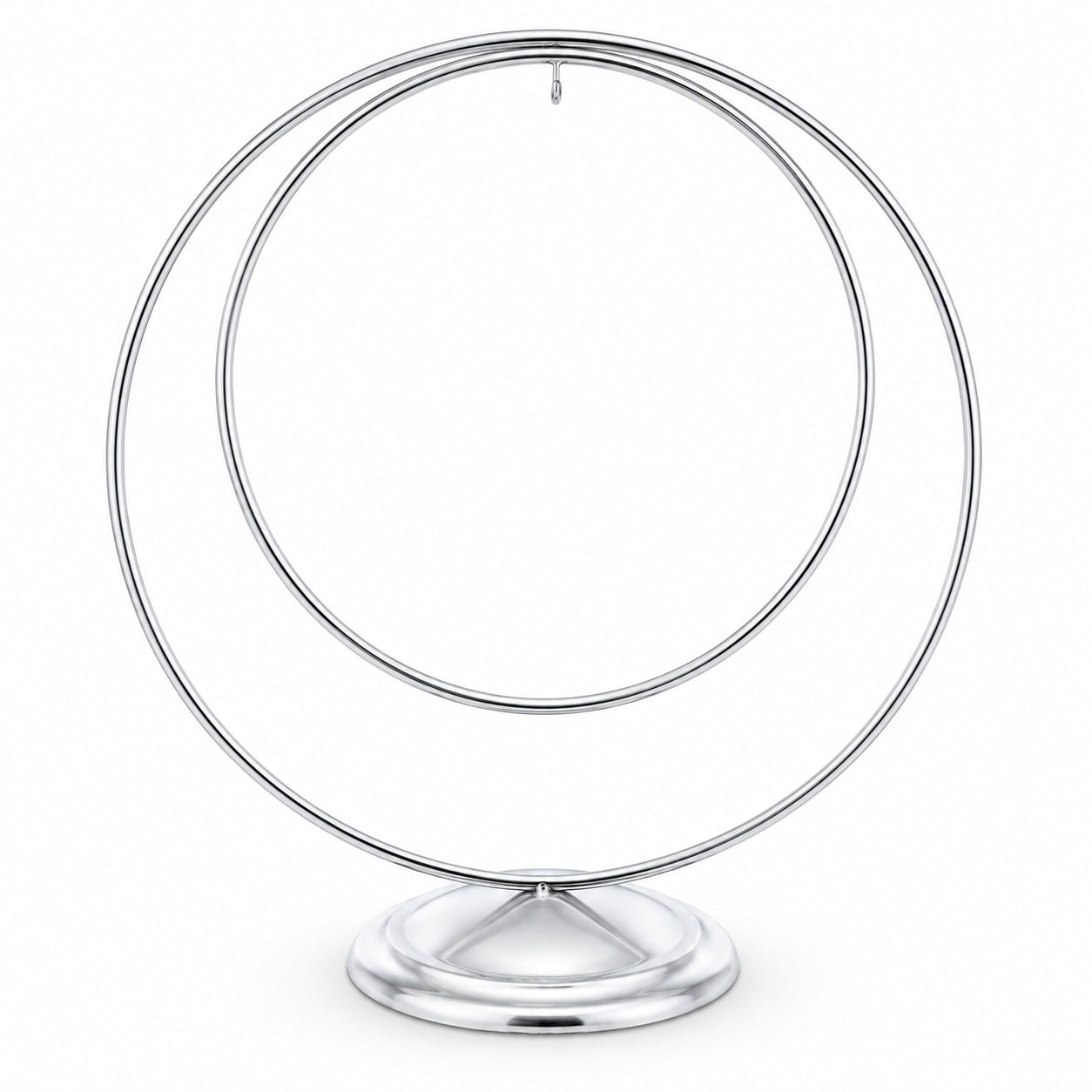 Contemporary Double Circle Silver Metal Ornament Display Stand 8.2 Inches (Poland)