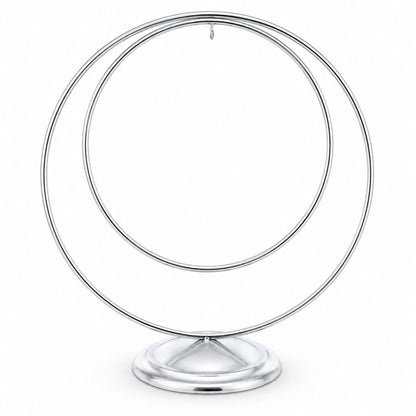 Contemporary Double Circle Silver Metal Ornament Display Stand 8.2 Inches (Poland)