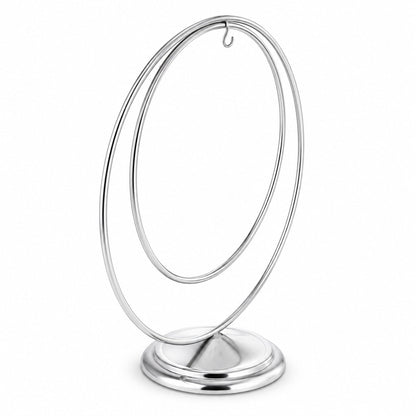 Contemporary Double Circle Silver Metal Ornament Display Stand 8.2 Inches (Poland)
