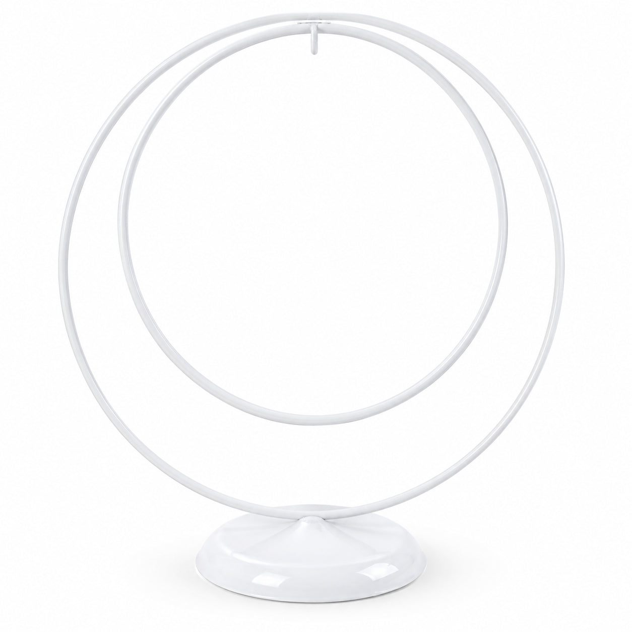 Contemporary Double Circle White Painted Metal Ornament Display Stand 8.2 Inches (Poland)