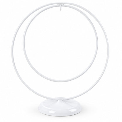 Contemporary Double Circle White Painted Metal Ornament Display Stand 8.2 Inches (Poland)