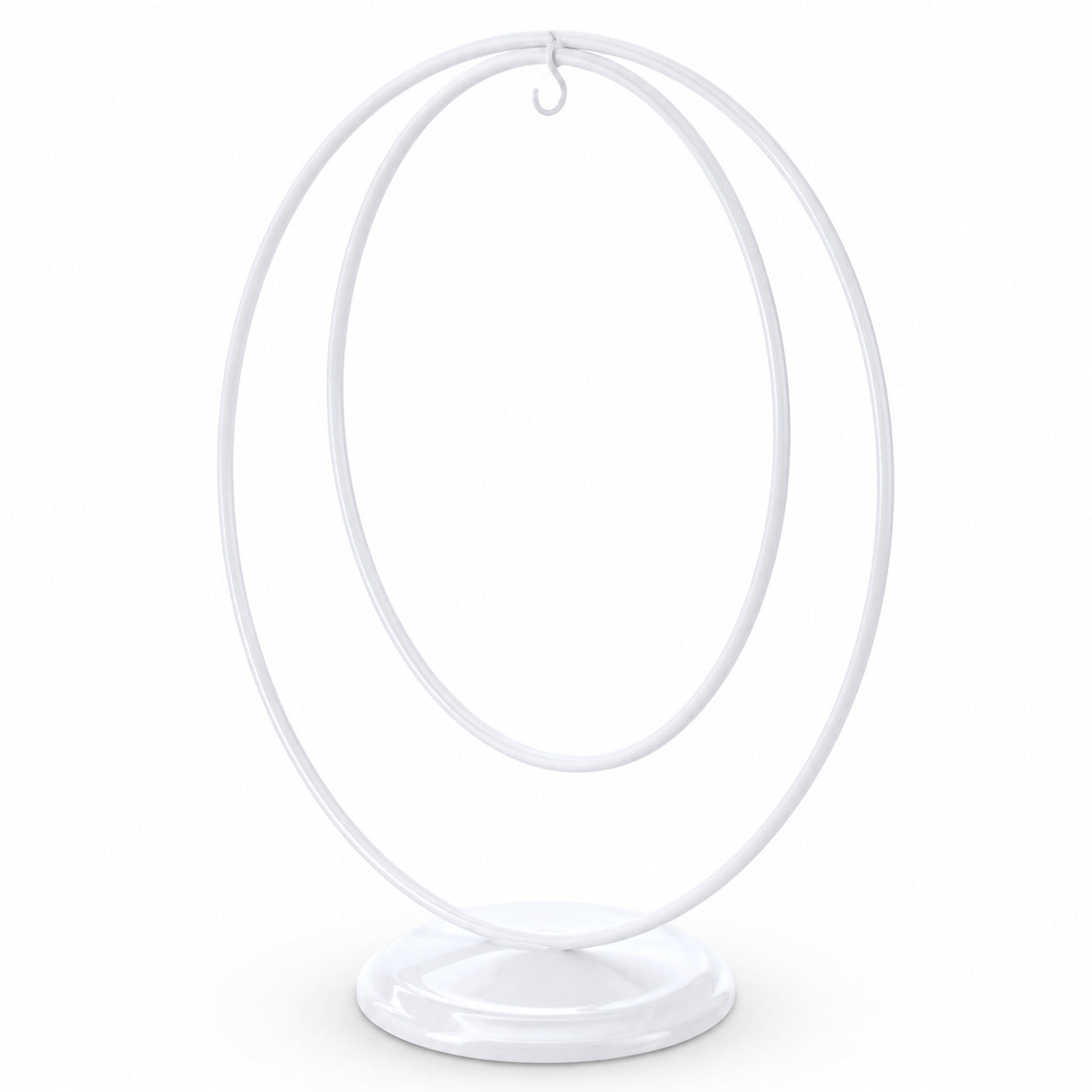 Contemporary Double Circle White Painted Metal Ornament Display Stand 8.2 Inches (Poland)