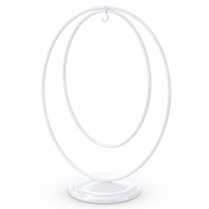 Contemporary Double Circle White Painted Metal Ornament Display Stand 8.2 Inches (Poland)