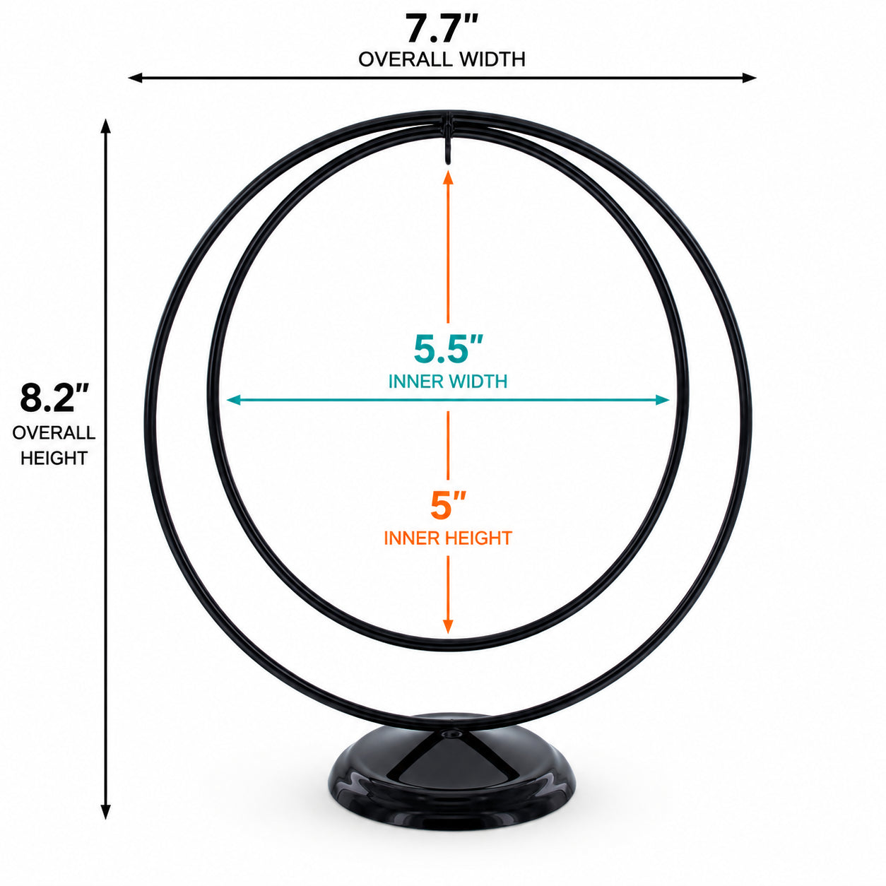 Contemporary Double Circle Black Painted Metal Ornament Display Stand 8.2 Inches (Poland)