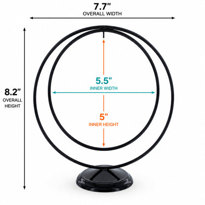 Contemporary Double Circle Black Painted Metal Ornament Display Stand 8.2 Inches (Poland)