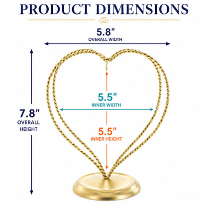 Double Wire Heart Twisted Gold Metal Ornament Display Stand 7.8 Inches (Poland)