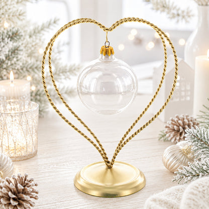 Double Wire Heart Twisted Gold Metal Ornament Display Stand 7.8 Inches (Poland)