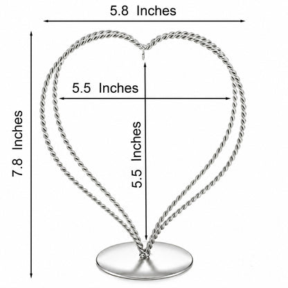 Double Wire Heart Twisted Silver Metal Ornament Display Stand 7.8 Inches (Poland)