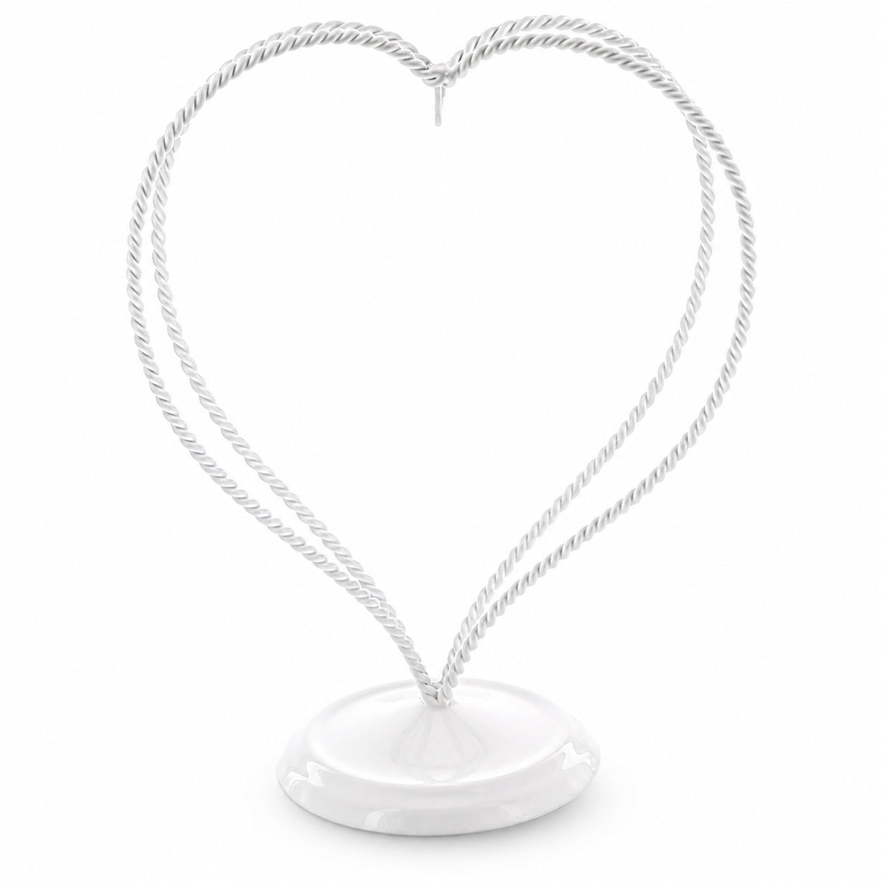 Double Wire Heart Twisted White Paint Metal Ornament Display Stand 7.8 Inches (Poland)