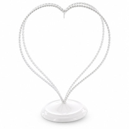 Double Wire Heart Twisted White Paint Metal Ornament Display Stand 7.8 Inches (Poland)