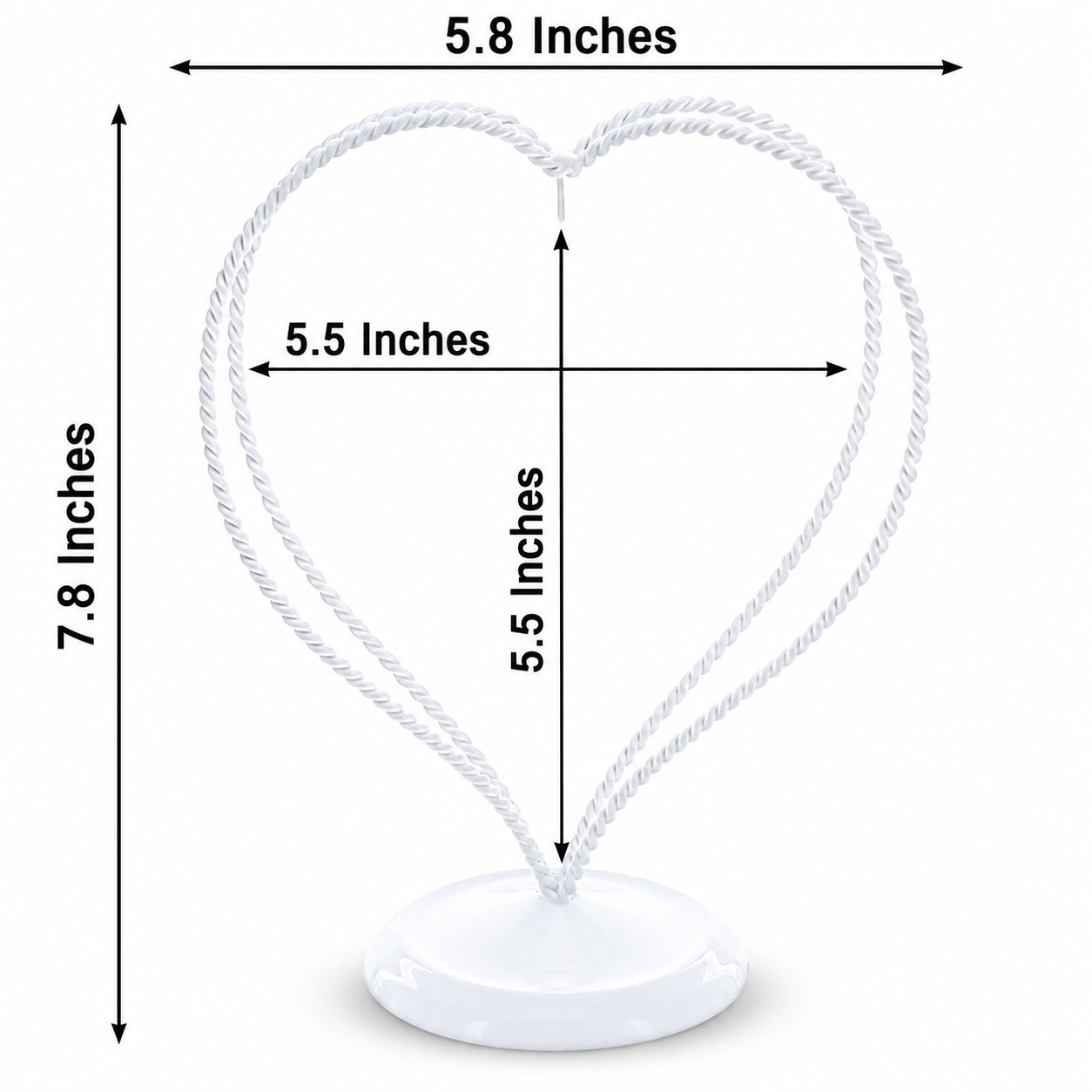 Double Wire Heart Twisted White Paint Metal Ornament Display Stand 7.8 Inches (Poland)