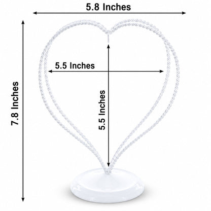 Double Wire Heart Twisted White Paint Metal Ornament Display Stand 7.8 Inches (Poland)