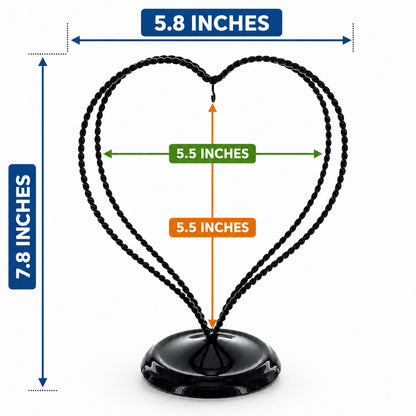 Double Wire Heart Twisted Black Paint Metal Ornament Display Stand 7.8 Inches (Poland)
