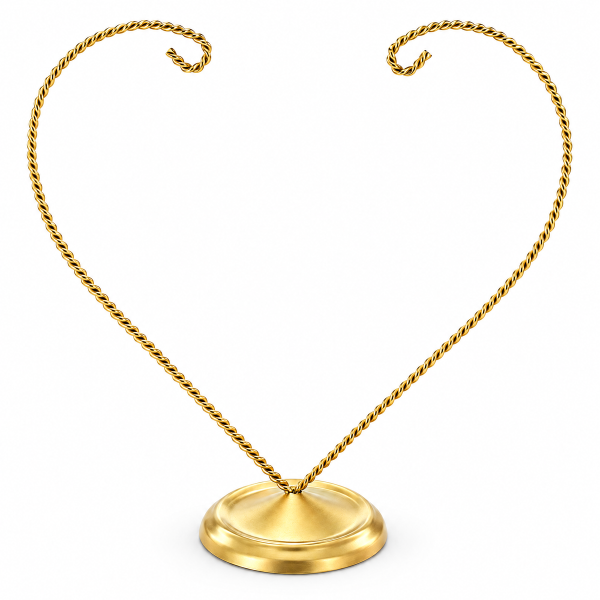 Open-Top Heart Twisted Gold Metal Ornament Display Stand 9 Inches (Poland)