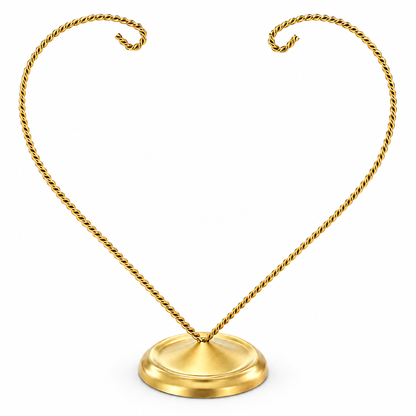 Open-Top Heart Twisted Gold Metal Ornament Display Stand 9 Inches (Poland)