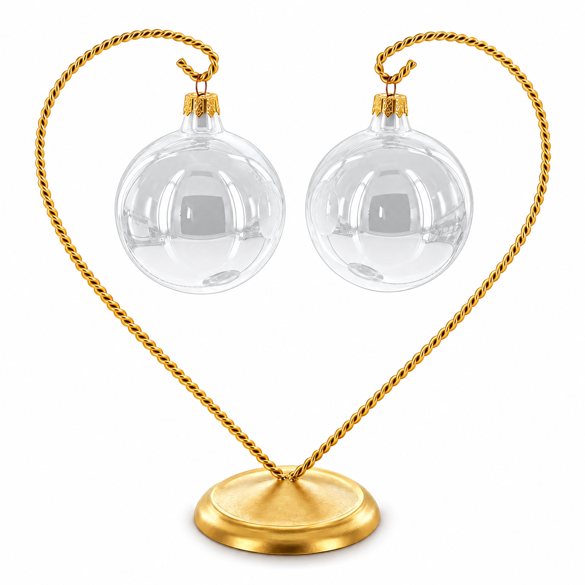 Open-Top Heart Twisted Gold Metal Ornament Display Stand 9 Inches (Poland)
