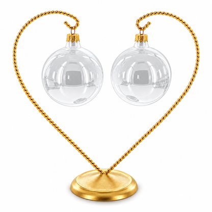 Open-Top Heart Twisted Gold Metal Ornament Display Stand 9 Inches (Poland)
