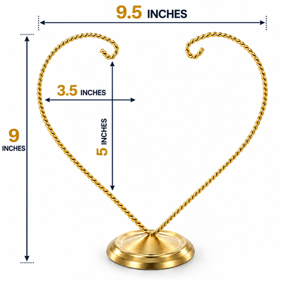 Open-Top Heart Twisted Gold Metal Ornament Display Stand 9 Inches (Poland)